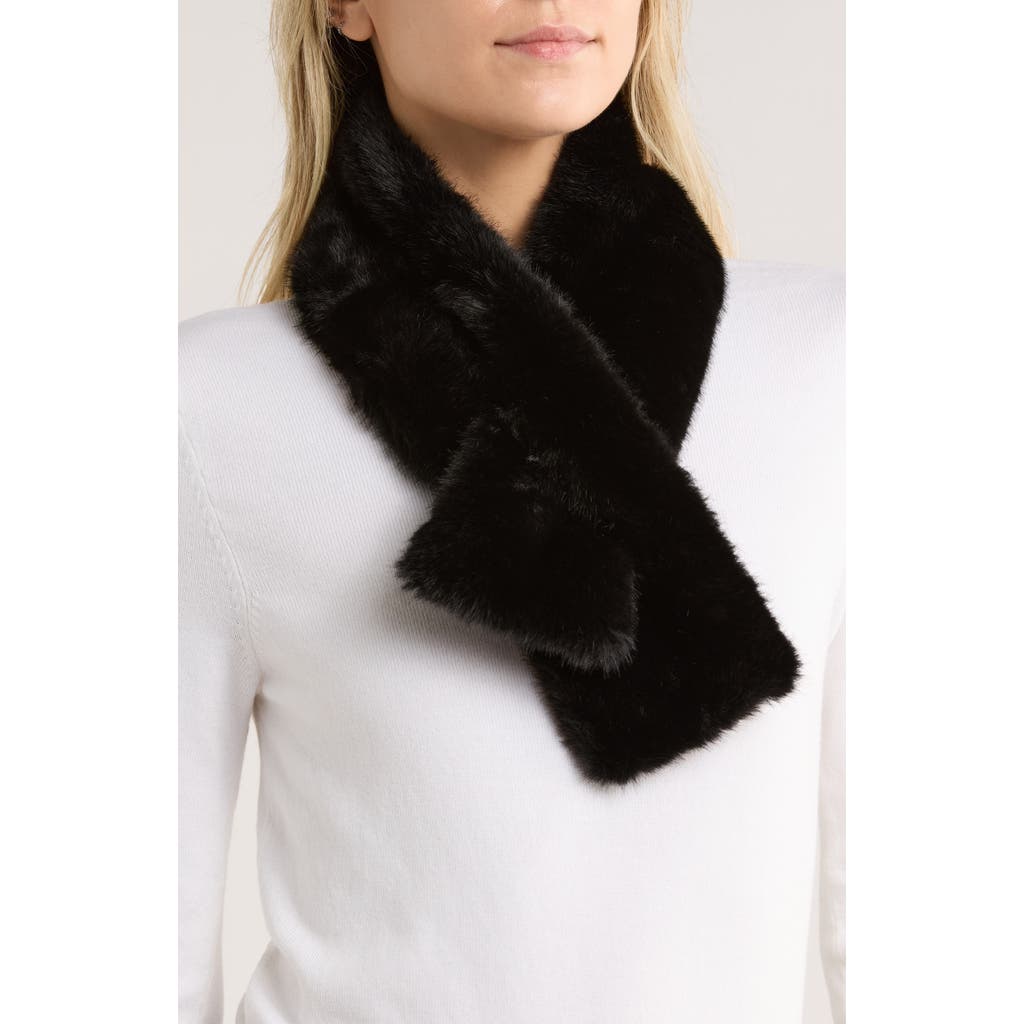 La Fiorentina Faux Fur Muffler Scarf In Black