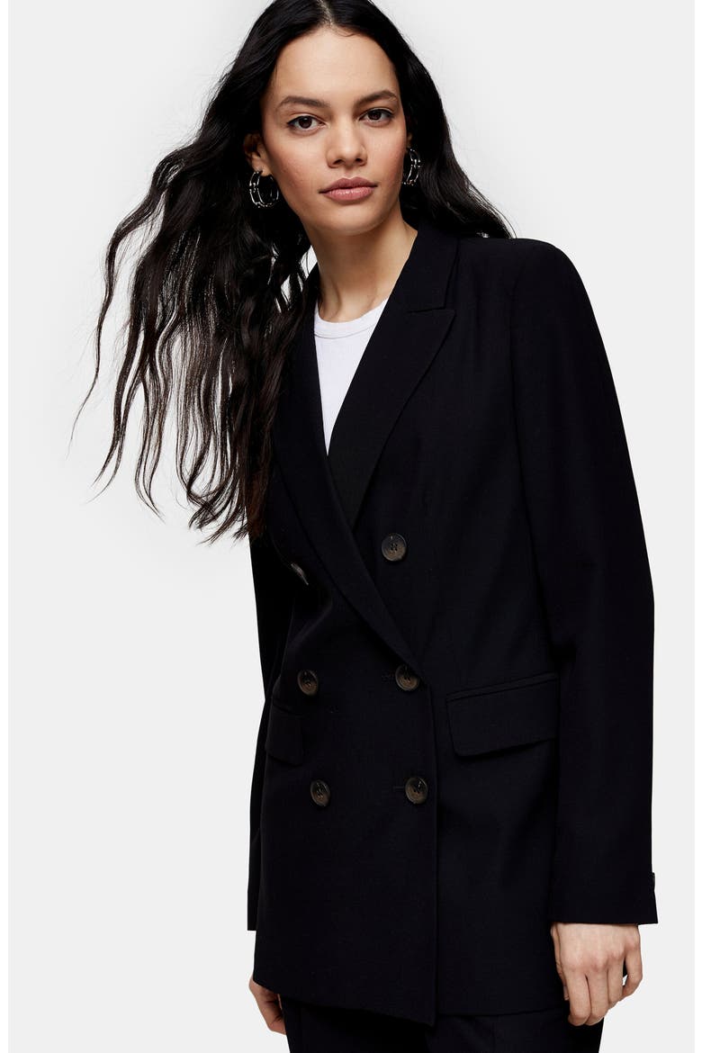 Double Breasted Blazer, Alternate, color, BLACK