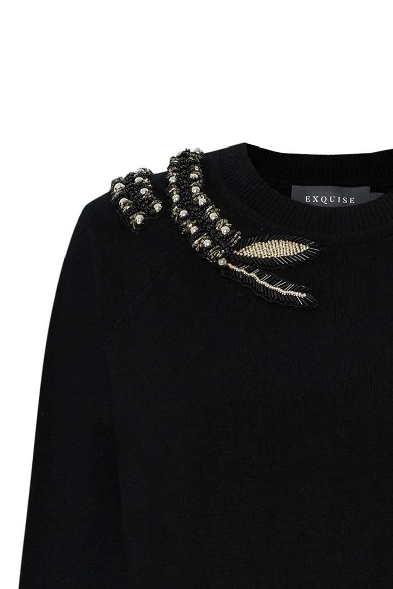 Afsaneh Hand Embroidered Blouse, Alternate, color, BLACK