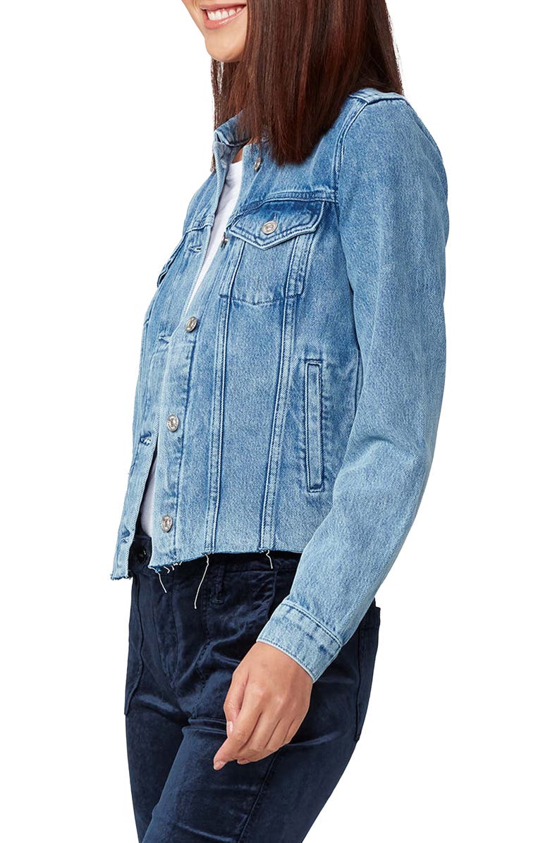 PAIGE Rowan Raw Hem Denim Trucker Jacket, Alternate, color,