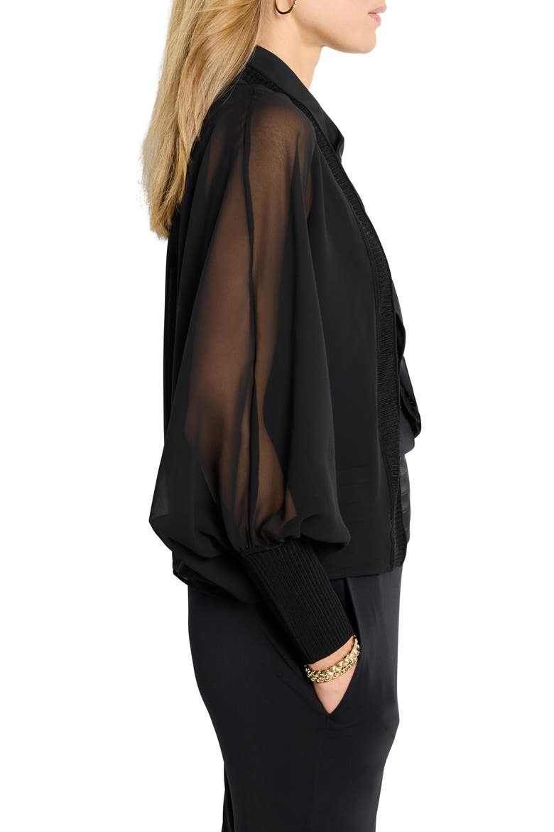 Chiffon Crush Mixed Media Cardigan, Alternate, color, BLACK ONYX