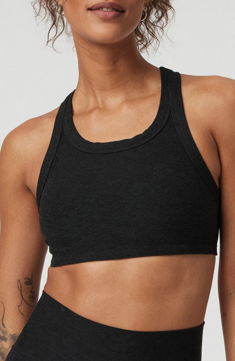 Vuori Elevation Racerback Sports Bra, Main, color, Black Heather