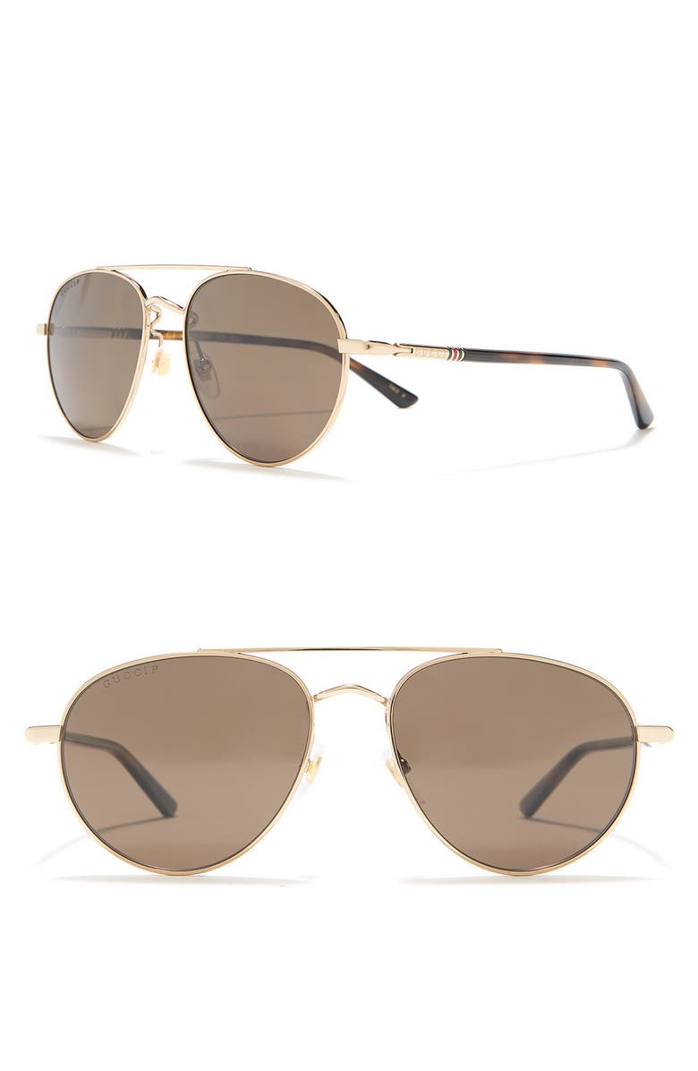 Gucci 56mm Aviator Sunglasses, Main, color,