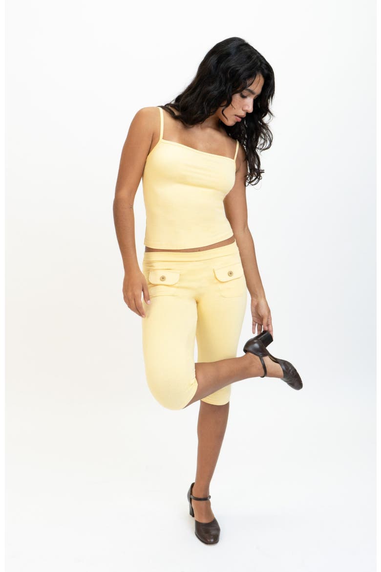 Button Capris, Alternate, color, Yellow