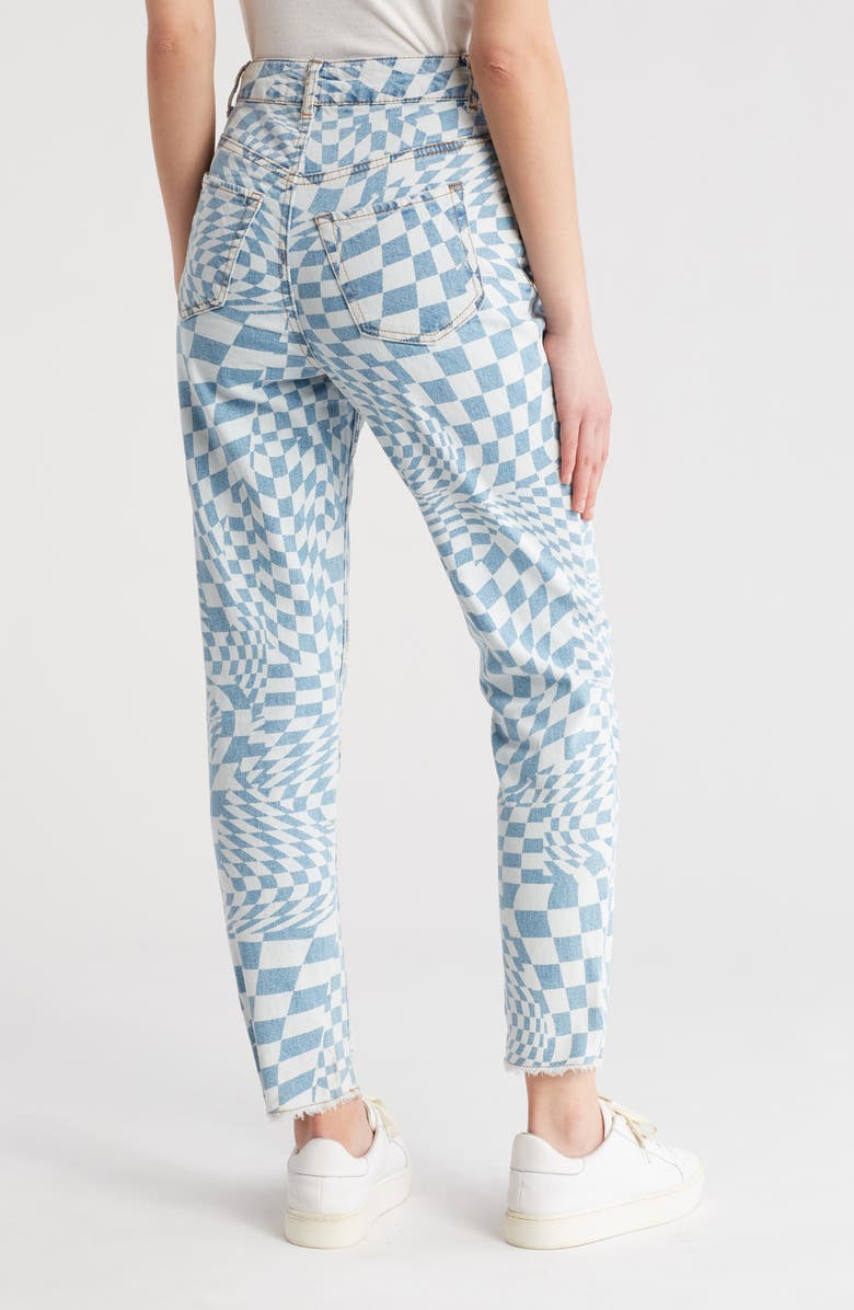 Tinseltown Checkerboard Swirl High Waist Ankle Mom Jeans, Alternate, color, Vintage Wash