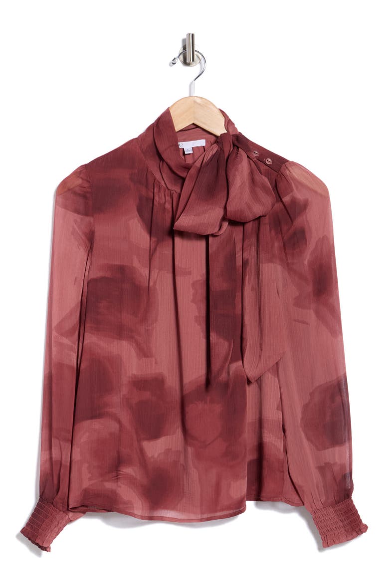 Tie Neck Top, Alternate, color, MULBERRY