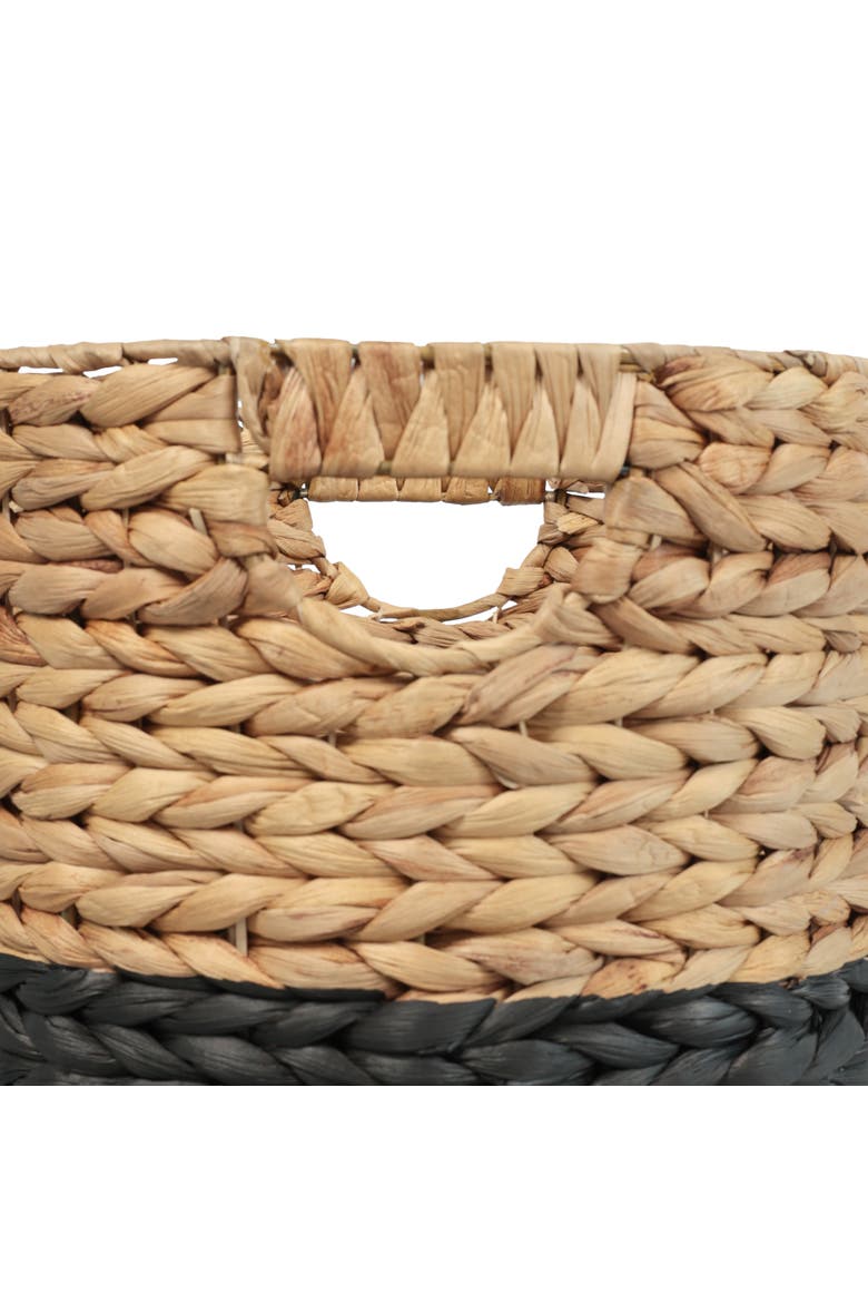 Avery Bohemian Cottage Handwoven Hyacinth Cylinder Nesting Baskets with Handles, Alternate, color, Black/Natural