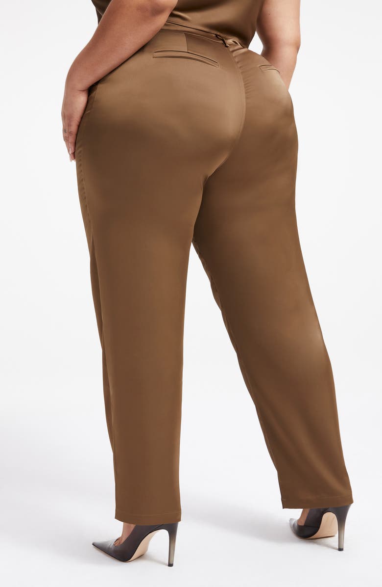 Good American Stretch Satin Trousers, Alternate, color, Light Mocha004