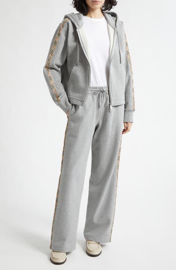 Burberry Harper Check Tape French Terry Full Zip Hoodie | Nordstrom