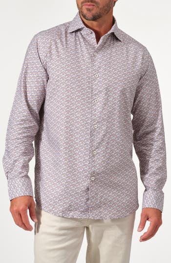 Studio Garnet Los Angeles Mosaic Cotton Button-up Shirt In Brown