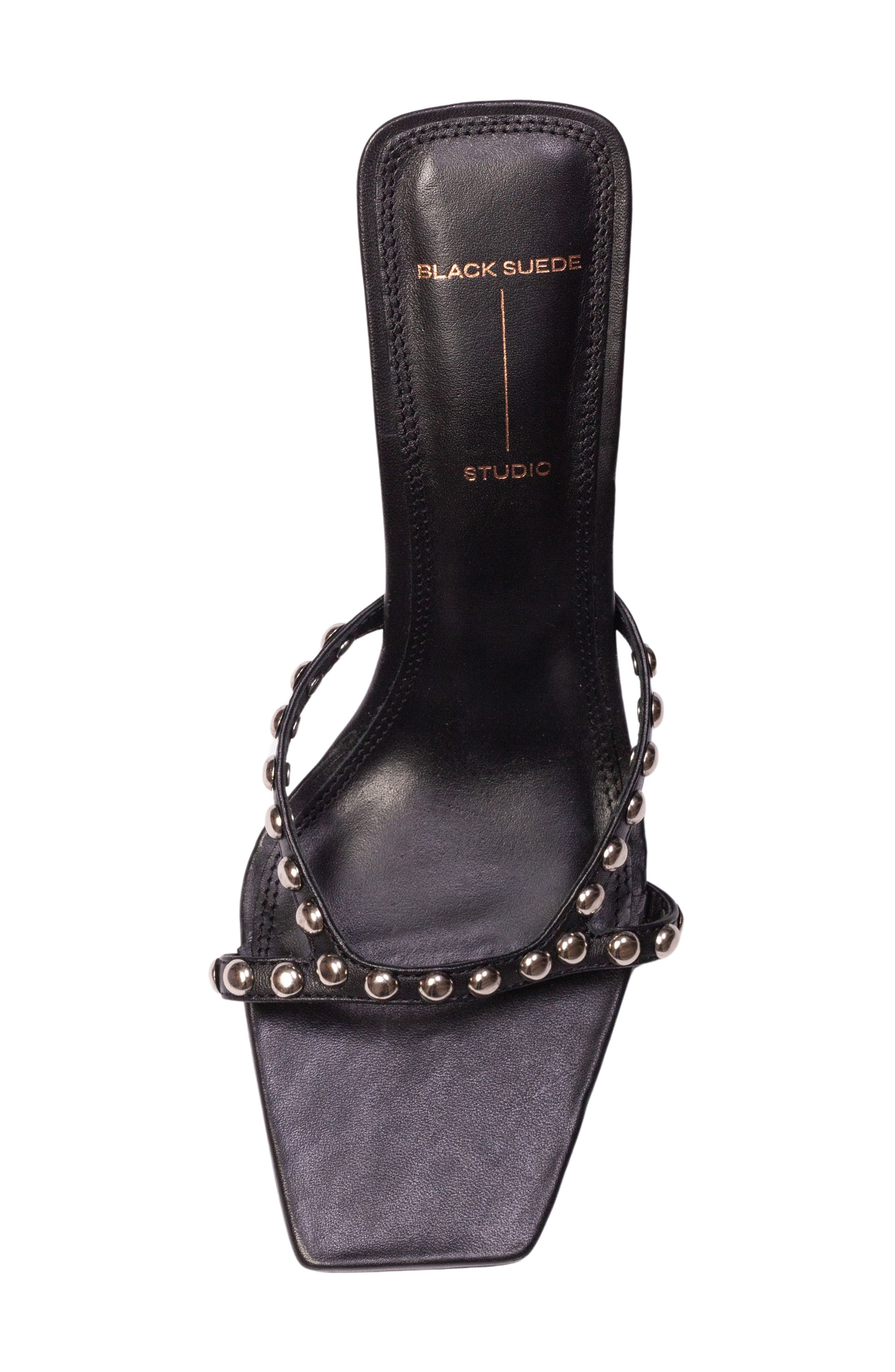 BLACK SUEDE STUDIO Leo Slide Sandal, Alternate, color, Black Buffed Nappa Studs