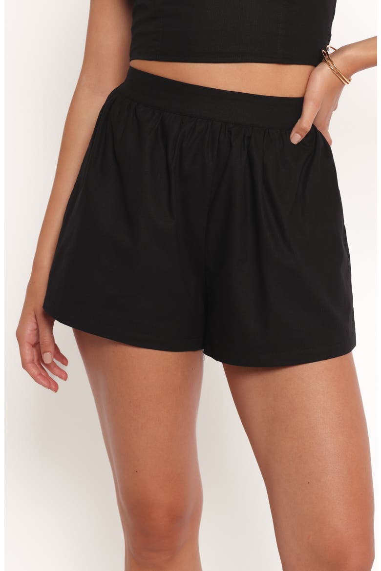 Benji Cotton & Linen Crop Top & Shorts Set, Alternate, color, BLACK