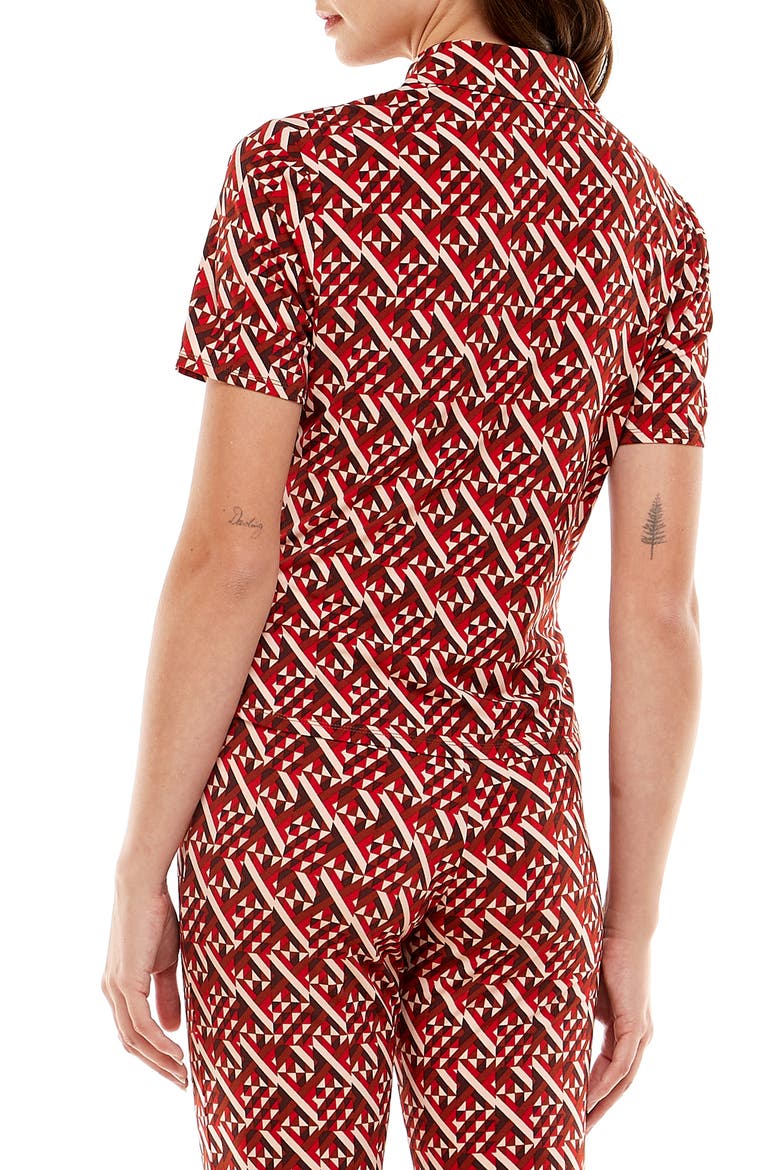 Jennifer Ruched Short Sleeve Knit Top, Alternate, color, BURGUNDY GEO