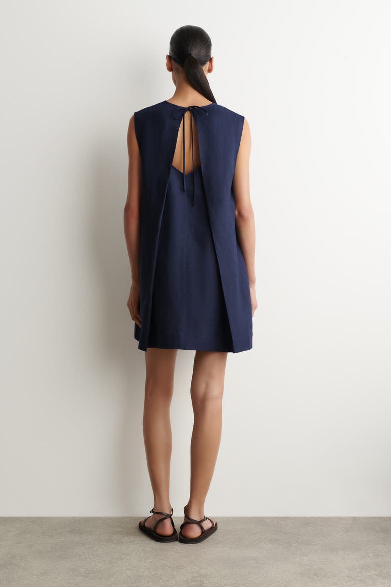 cos a line mini dress BOILED-WOOL A-LINE MINI DRESS - BLACK