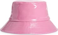 Open Edit Shine Faux Patent Leather Bucket Hat