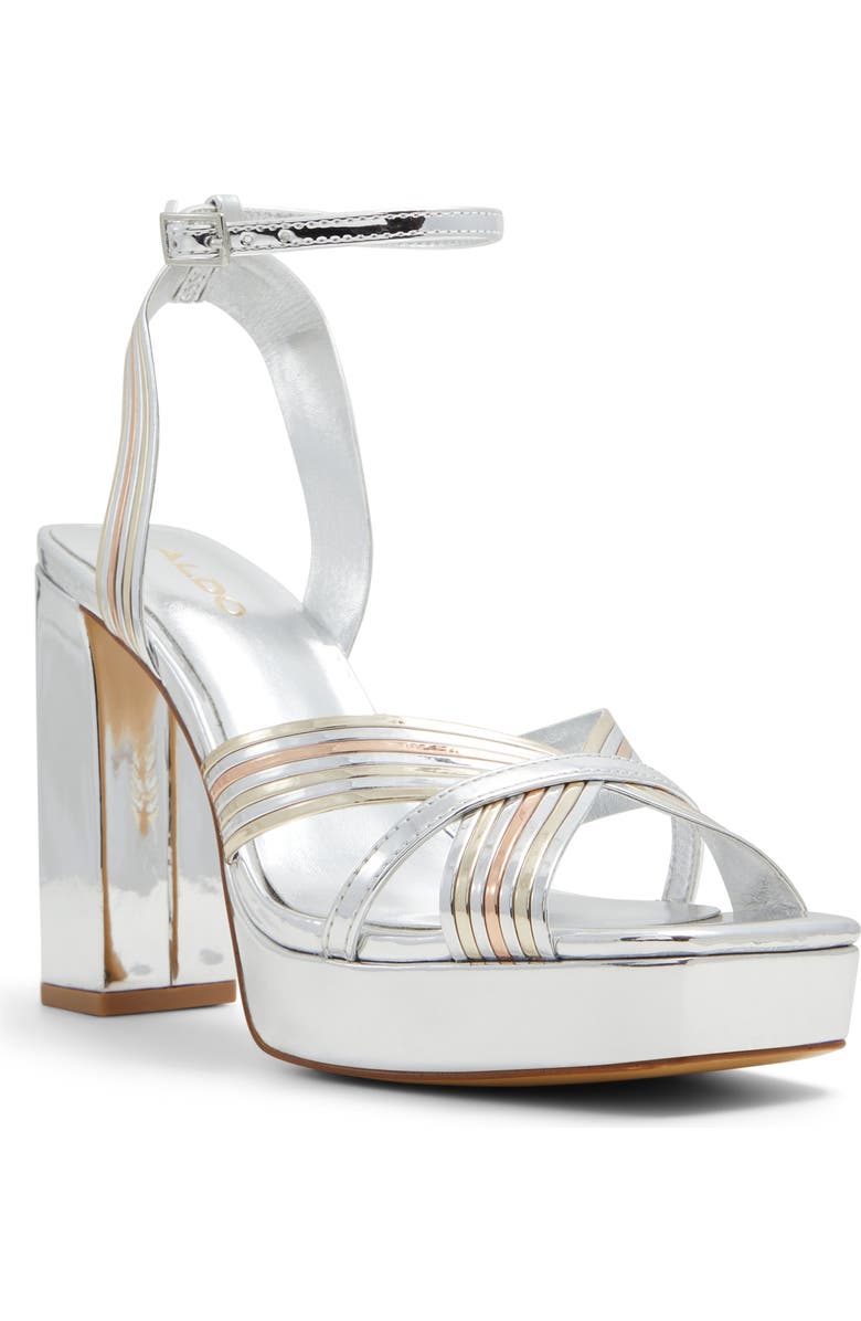 ALDO Nadie Ankle Strap Platform Sandal, Main, color, Metallic Multi