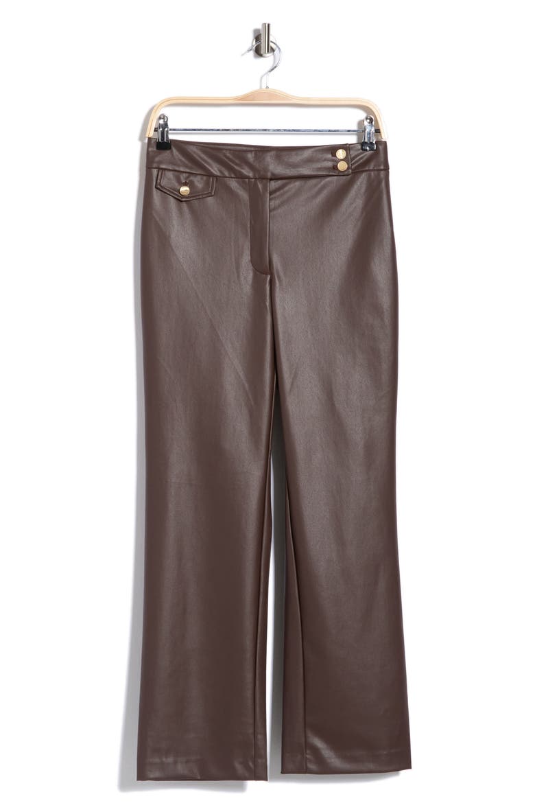 Anisa Faux Leather Pants, Alternate, color, DARK BROWN