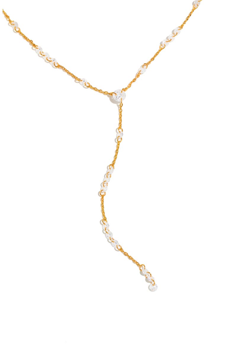 Dew You Cubic Zirconia Y-Drop Necklace, Alternate, color, GOLD
