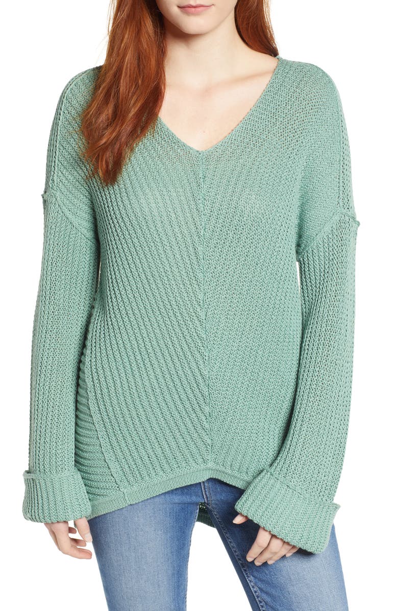 Caslon<sup>®</sup> Cuffed Sleeve Sweater, Main, color, 