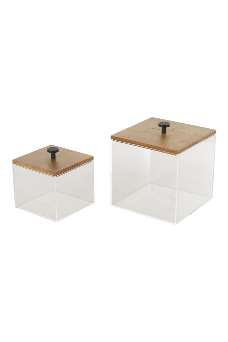 Contemporary Set of 2Decorative Acrylic Boxes, Main, color, CLEAR