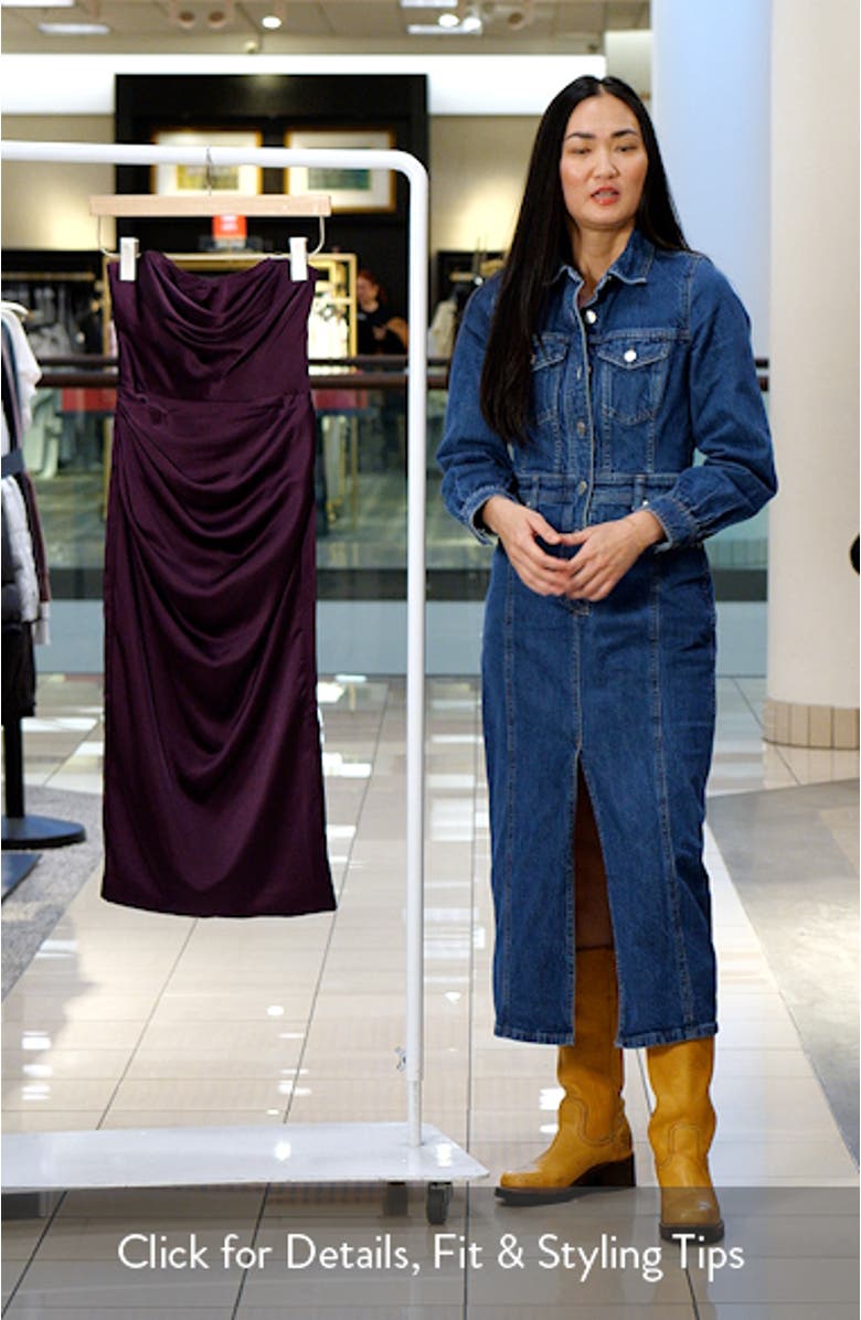 Santana Strapless Satin Midi Dress, sales video thumbnail