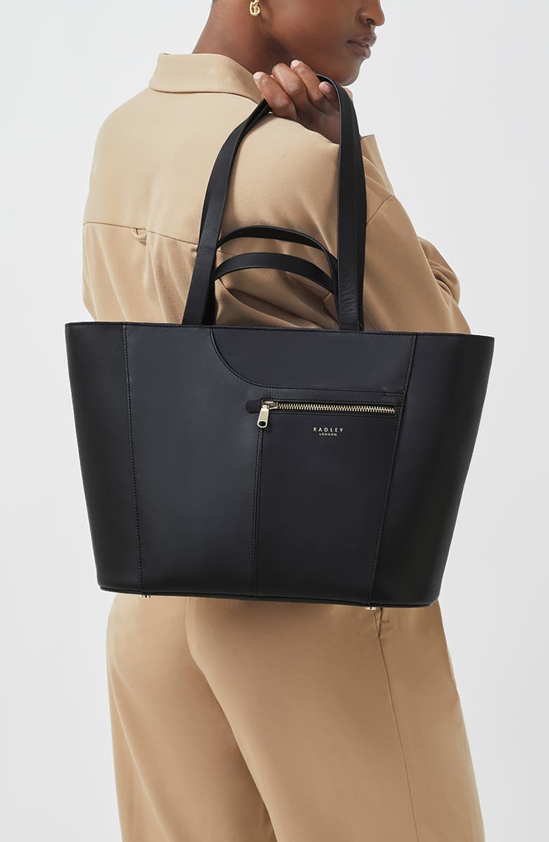 Radley Pockets Leather Large Zip Tote Bag, Alternate, color, Black