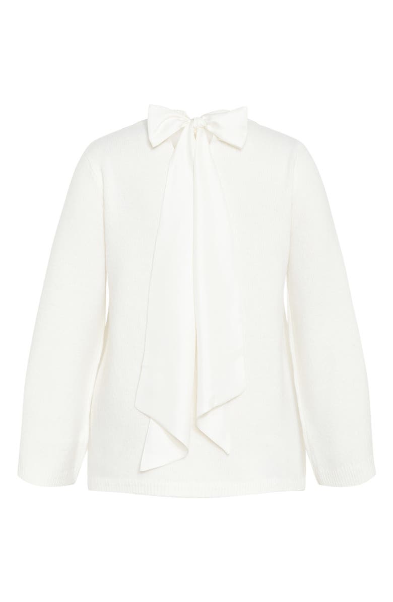 City Chic Bow Back Bell Sleeve Sweater, Alternate, color, Ivory