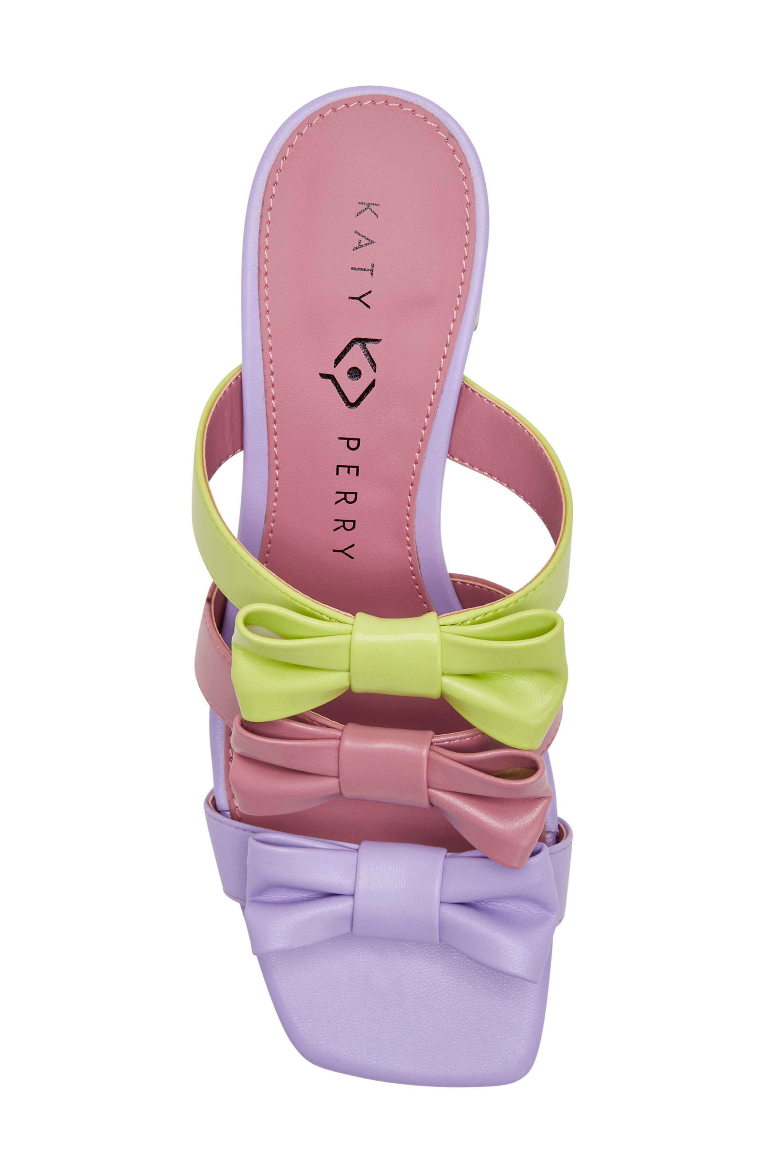 The Bow Sandal, Alternate, color, PURPLE/ PINK/ CELERY