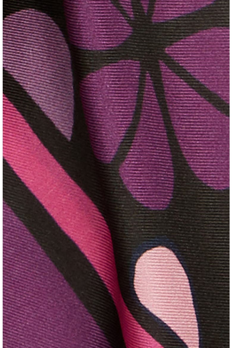 spade clover patchwork silk hair tie, Alternate, color, BLACK