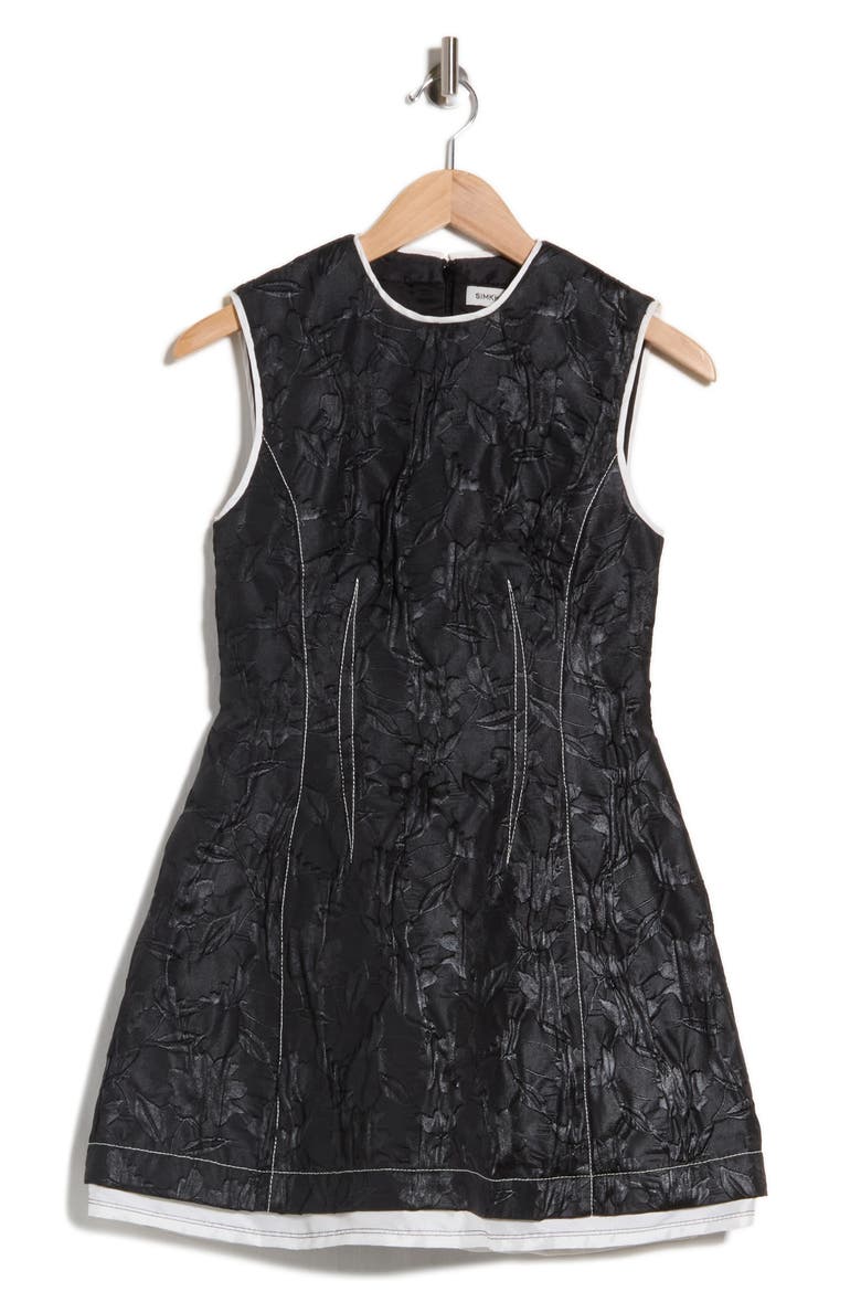 Audrina Sleeveless Jacquard Minidress, Main, color, BLACK