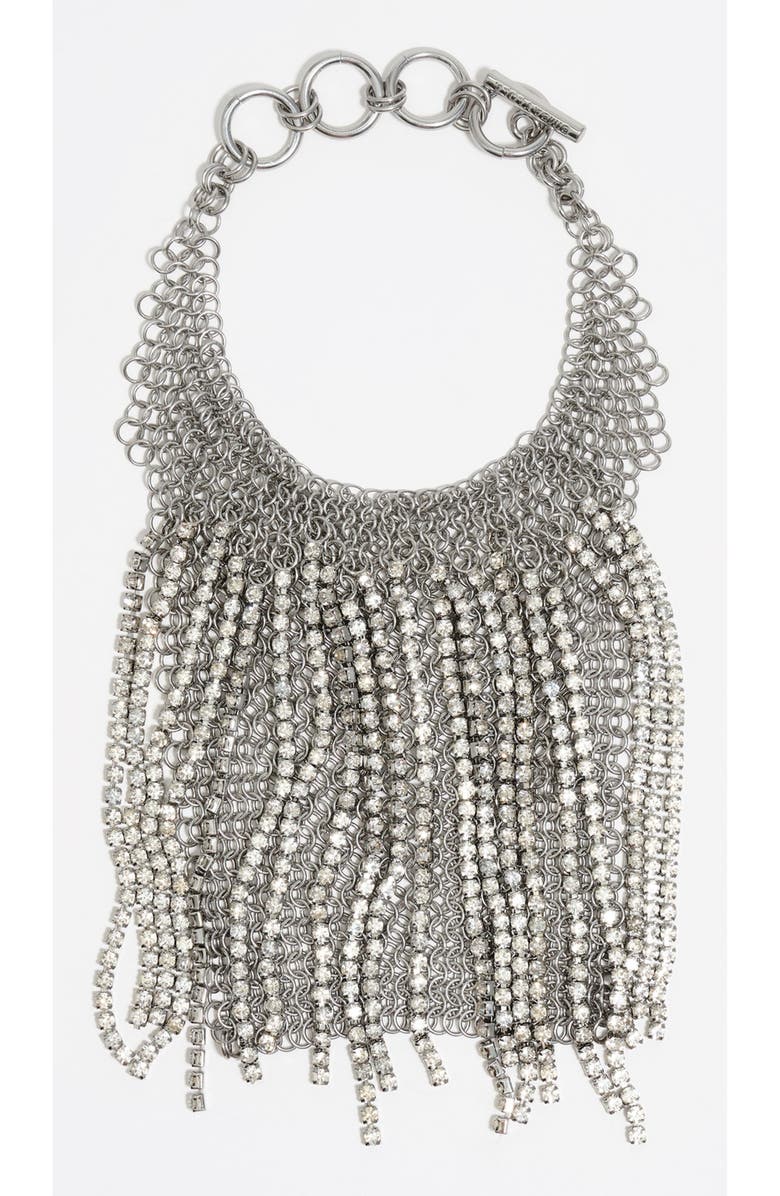 Bimba y Lola Mesh Crystals Choker Necklace, Main, color, Dark Silver