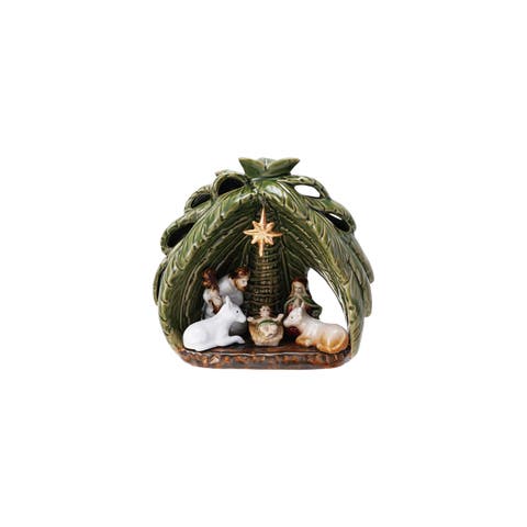 6-Piece Stoneware Vintage Reproduction Nativity in Reactive Glaze, Multicolor