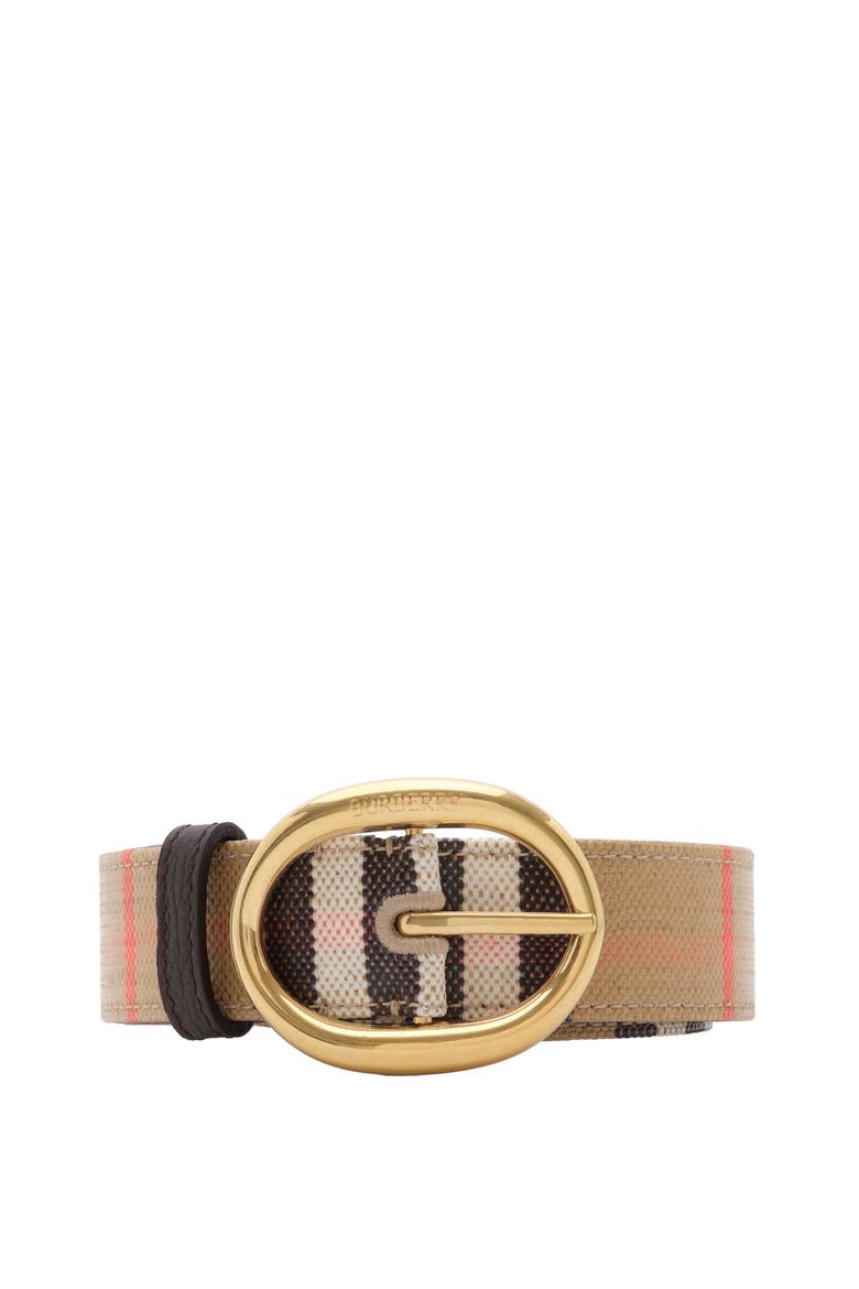 Reversible Check Bloomsbury Belt, Main, color, Sand beige/peat brown