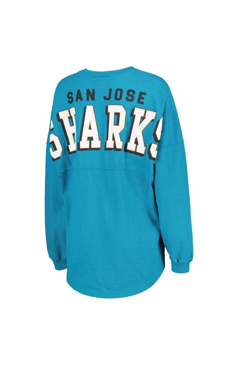 FANATICS Women's Fanatics Branded Teal San Jose Sharks Spirit Lace-Up V-Neck Long Sleeve Jersey T-Shirt, Alternate, color, Teal