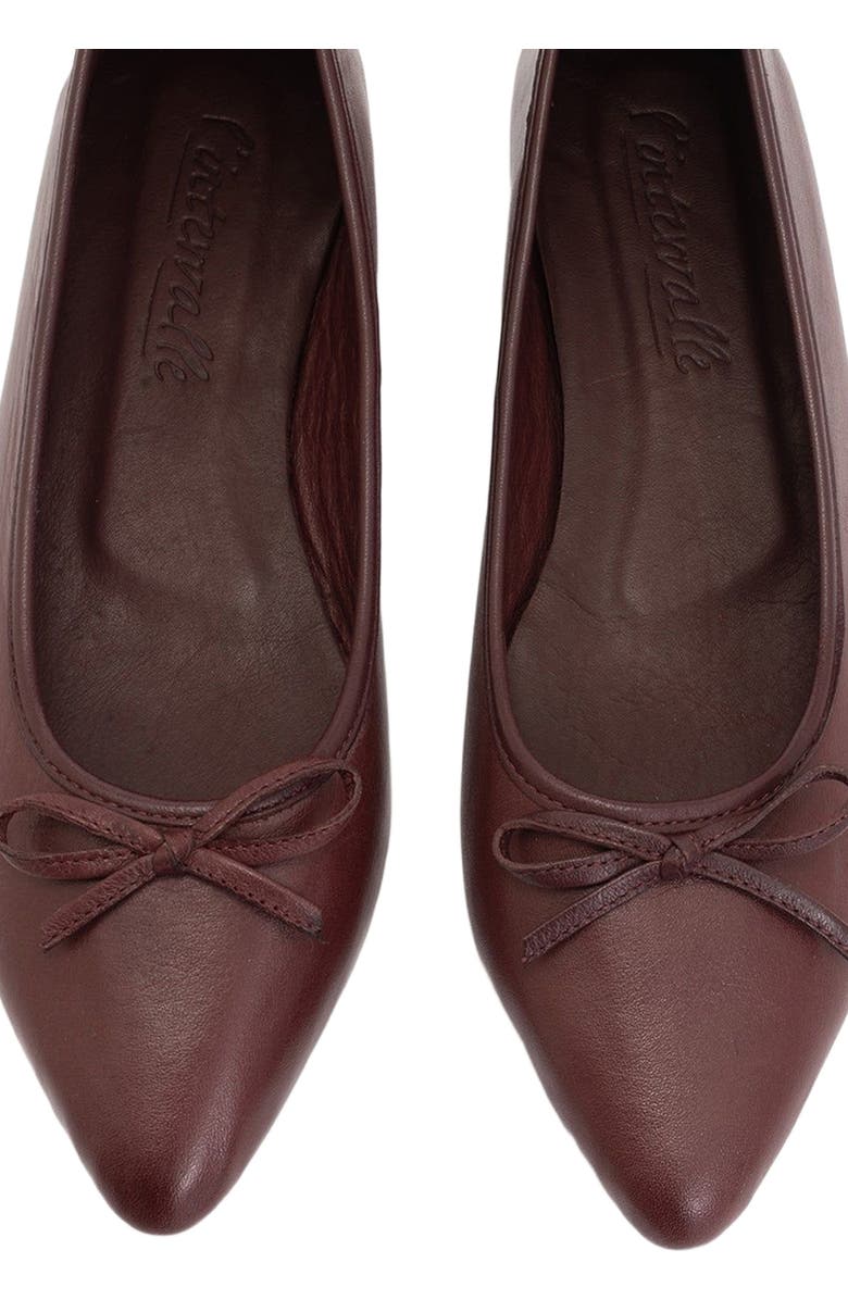 Forever & Always Shoes Ruby Leather Pointed Toe Flats, Alternate, color, Burgundy Brown Leather