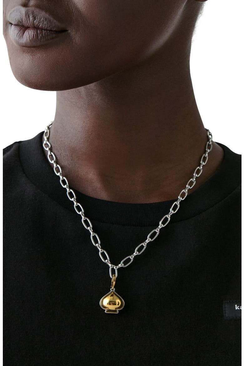 spade charm necklace, Alternate, color, SILVER GOLD