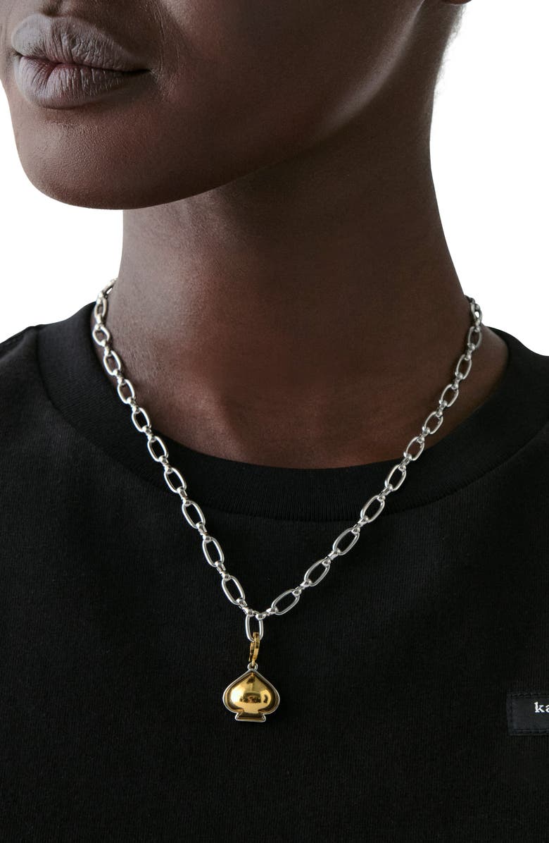 Kate Spade New York spade charm necklace, Alternate, color, Silver Gold