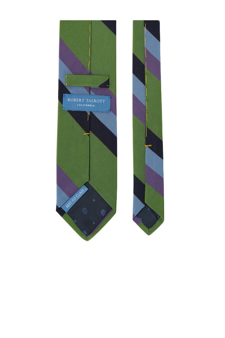 Robert Bold Silk Cotton Stripe Best of Class Necktie, Alternate, color, Green Multi