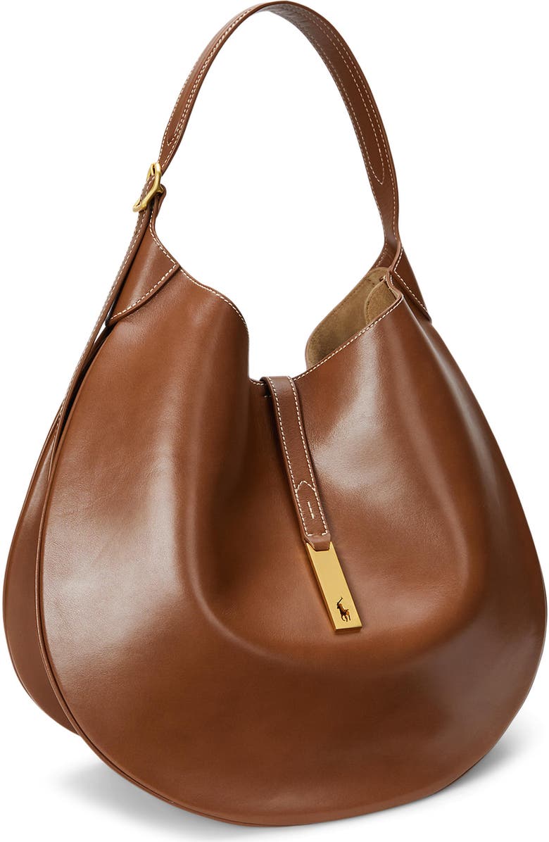 Polo Ralph Lauren Sport Calf Leather Shoulder Bag, Alternate, color, Cuoio