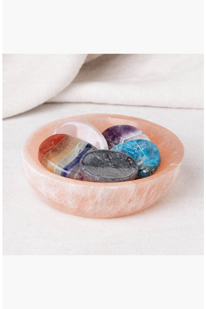 Peach Selenite Crystal Recharging Bowl, Alternate, color, Peach