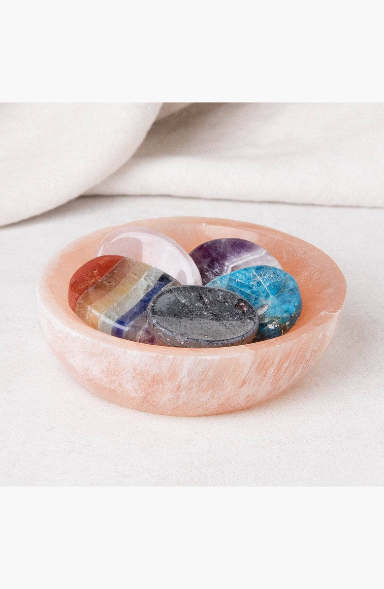 Tiny Rituals Peach Selenite Crystal Recharging Bowl, Alternate, color, Peach