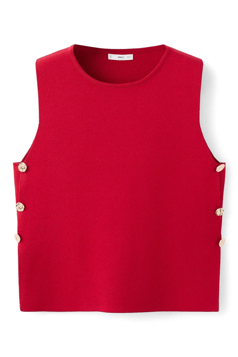 Side Button Sleeveless Top, Alternate, color, RED