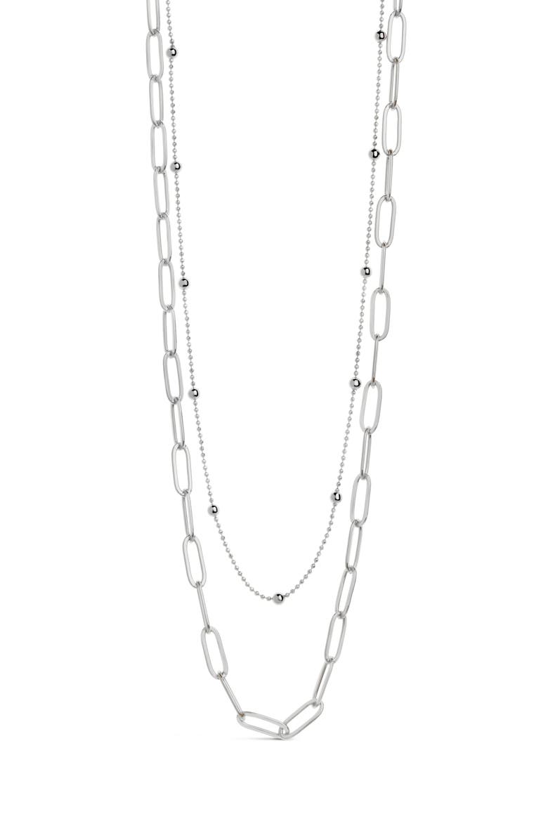 Sterling Forever Leah Layered Chain Necklace, Alternate, color, Silver
