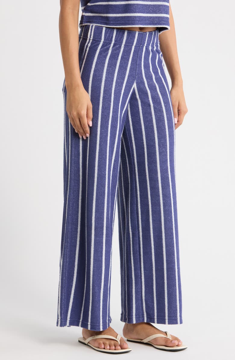Marine Layer Beach Stripe Terry Cloth Pants, Alternate, color, Bay Blue And White Stripe