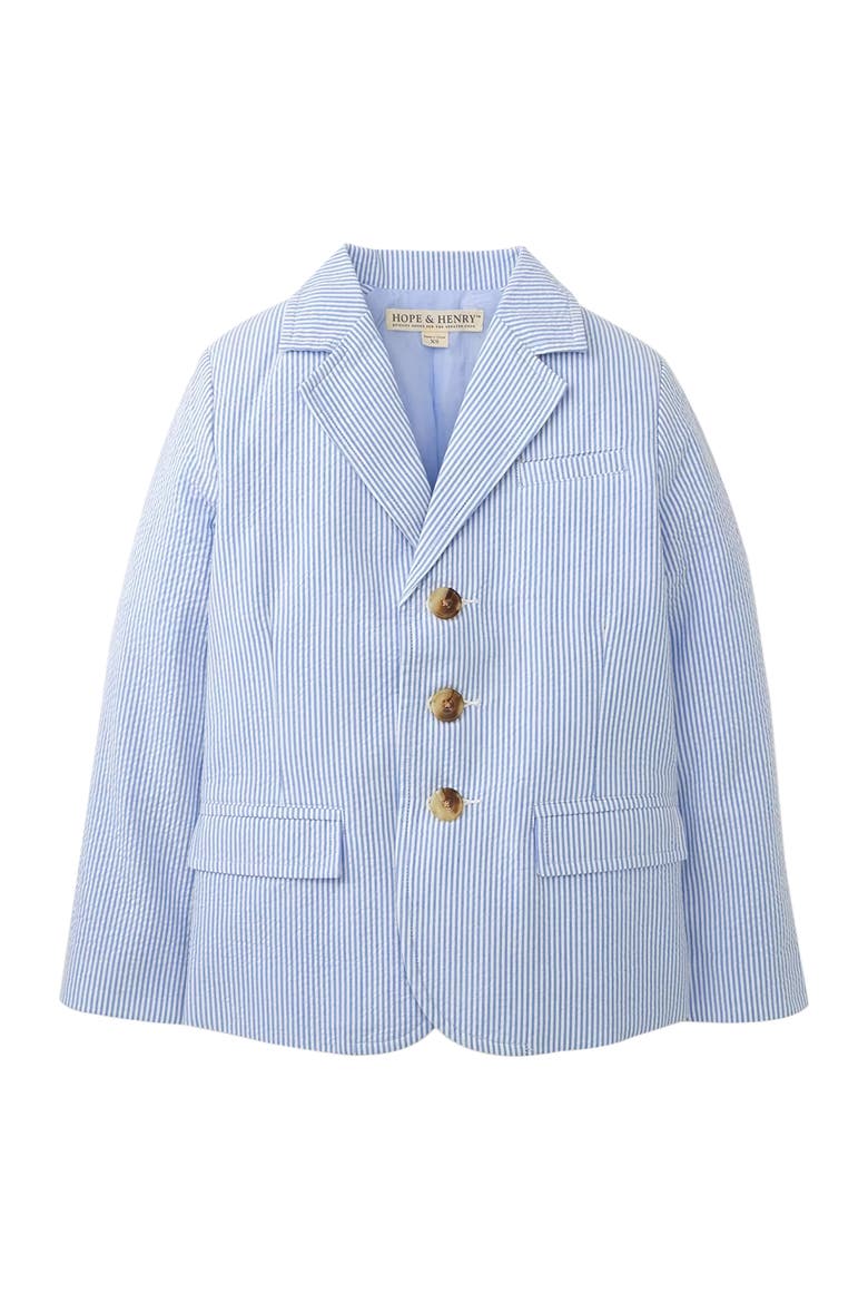Boys' Organic Seersucker Suit Jacket, Toddler, Main, color, Blue Seersucker