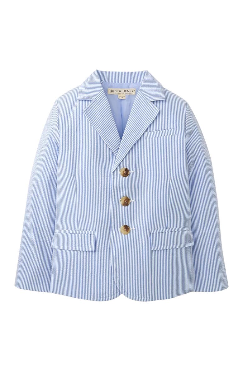 Hope & Henry Boys' Organic Seersucker Suit Jacket, Toddler, Main, color, Blue Seersucker