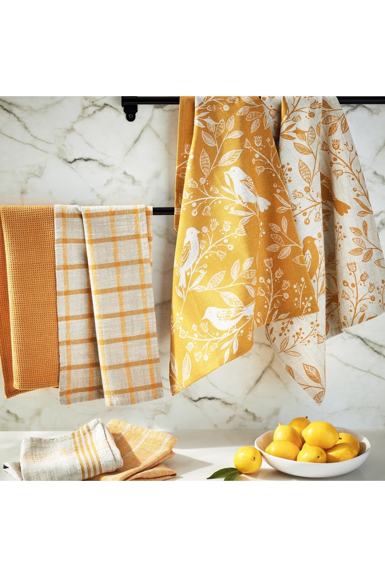 Canyon Woven Dishtowel Set/4 Ochre Ochre Cotton Everyday, Alternate, color, Orange