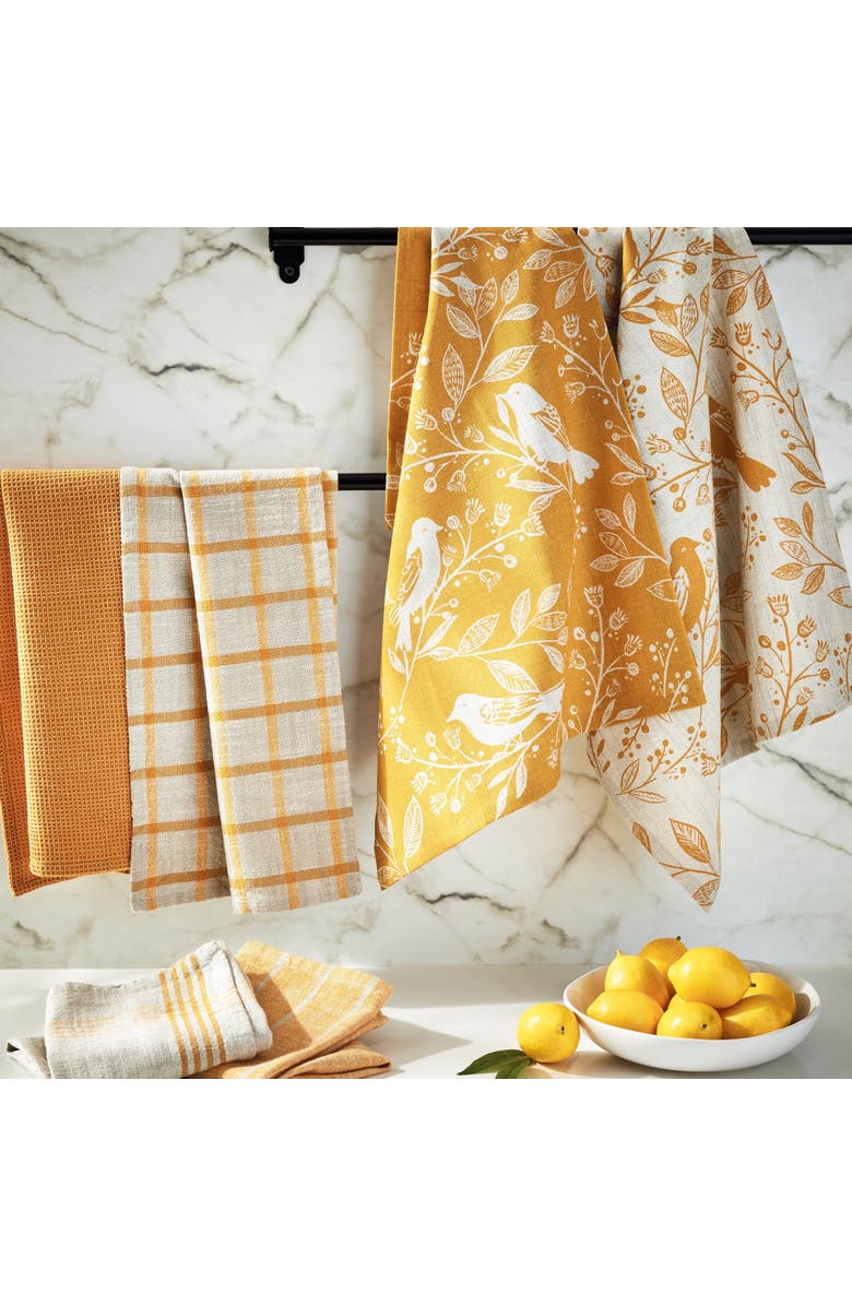 tag Canyon Woven Dishtowel Set/4 Ochre Ochre Cotton Everyday, Alternate, color, Orange