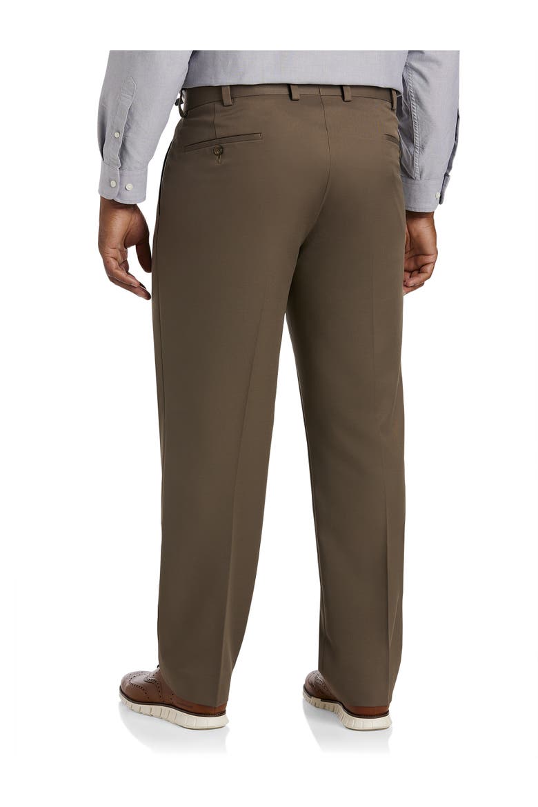 Big & Tall Pleated Microfiber Dress Pants, Alternate, color, DARK KHAKI