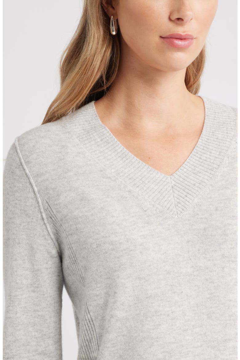 V-Neck Wool & Cashmere Sweater, Alternate, color, GREY LIGHT HEATHER